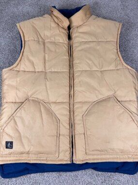 Vintage Altra Puffer Vest Beige Blue Boulder Colorado 70s 80s Size Medium